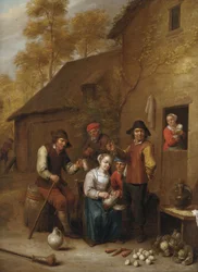 Bauern vor einem Haus